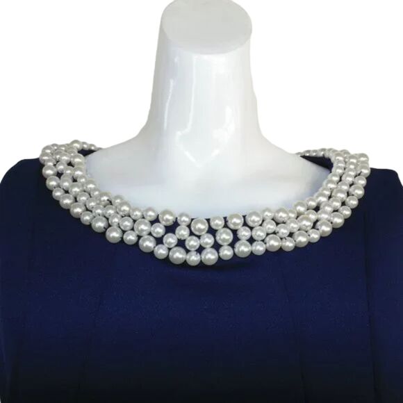 KARL LAGERFELD Dress, 14, Pearl Cluster Neckline, A-line, Sleeveless, Back zip - Picture 5 of 13